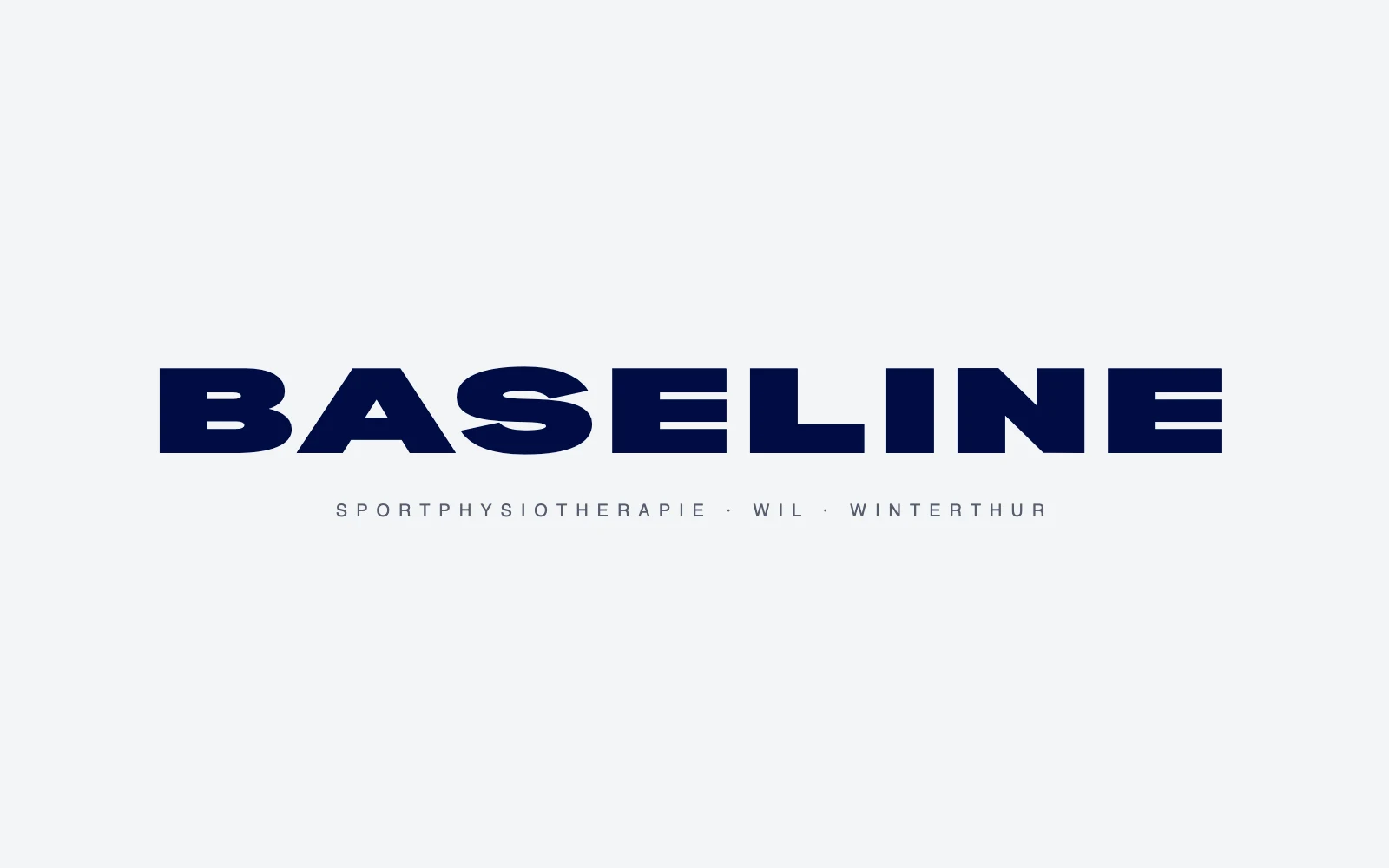 Wortmarke BASELINE in Navy auf Hellgrau