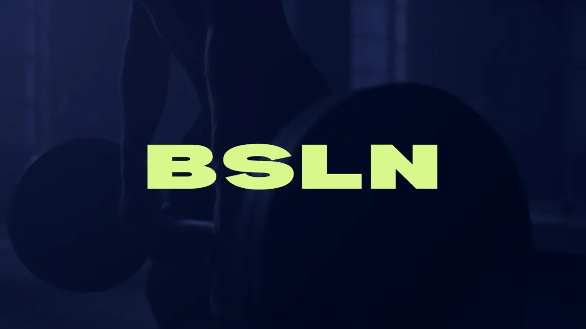 BSLN-Logo über dem Baseline-Video im Navy-Filter
