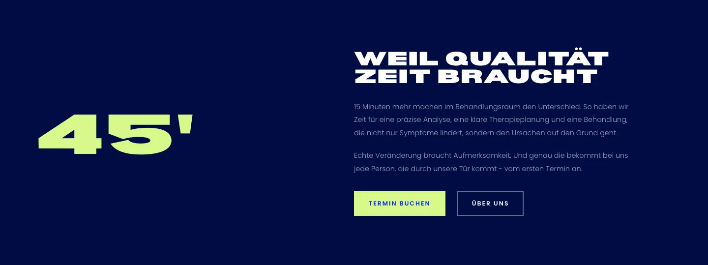 Website-Section 45 Minuten: Weil Qualität Zeit braucht