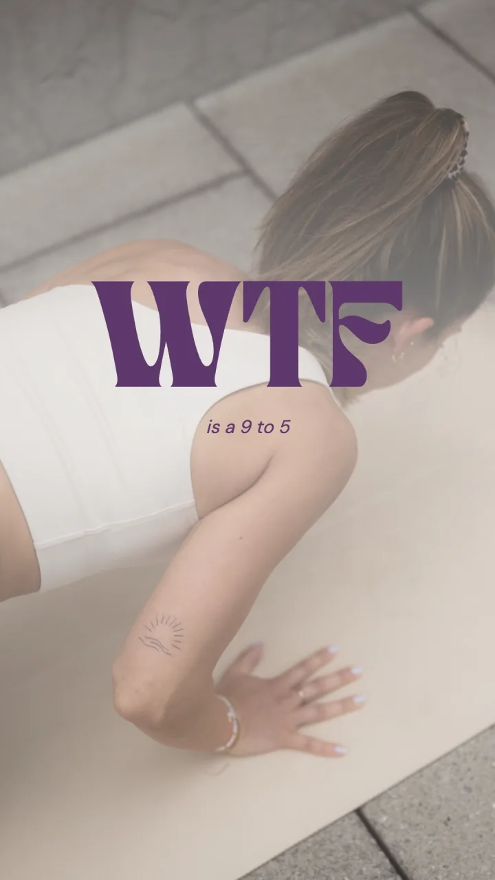 Cover: WTF is a 9 to 5 in Violett über einem Foto von Michelle