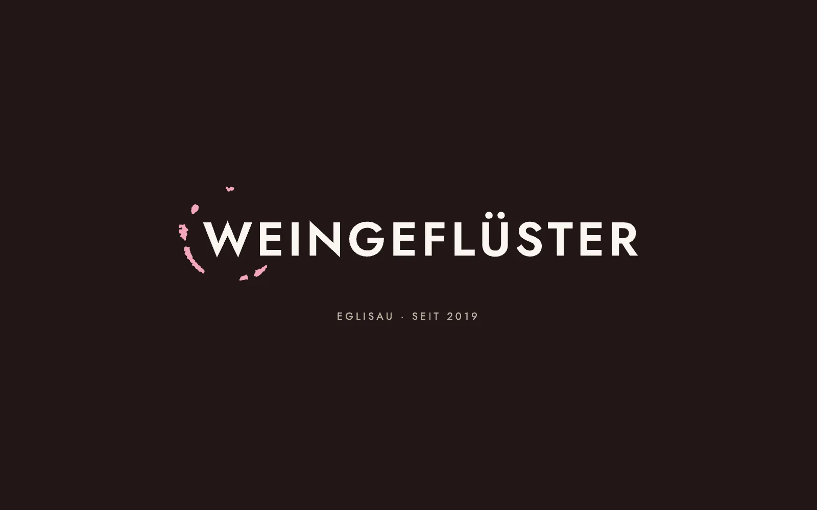 Wortmarke WEINGEFLÜSTER mit Weinspur in Blush auf Wine